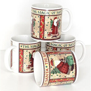 Sakura Debbie Mumm Magic of Santa Mugs Vintage 1998 Set 4 NOTES